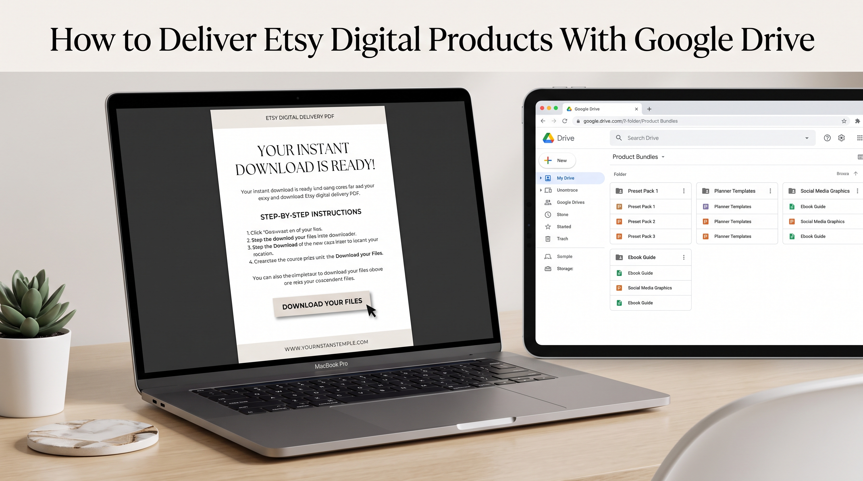 Organized Google Drive folder for Etsy digital products